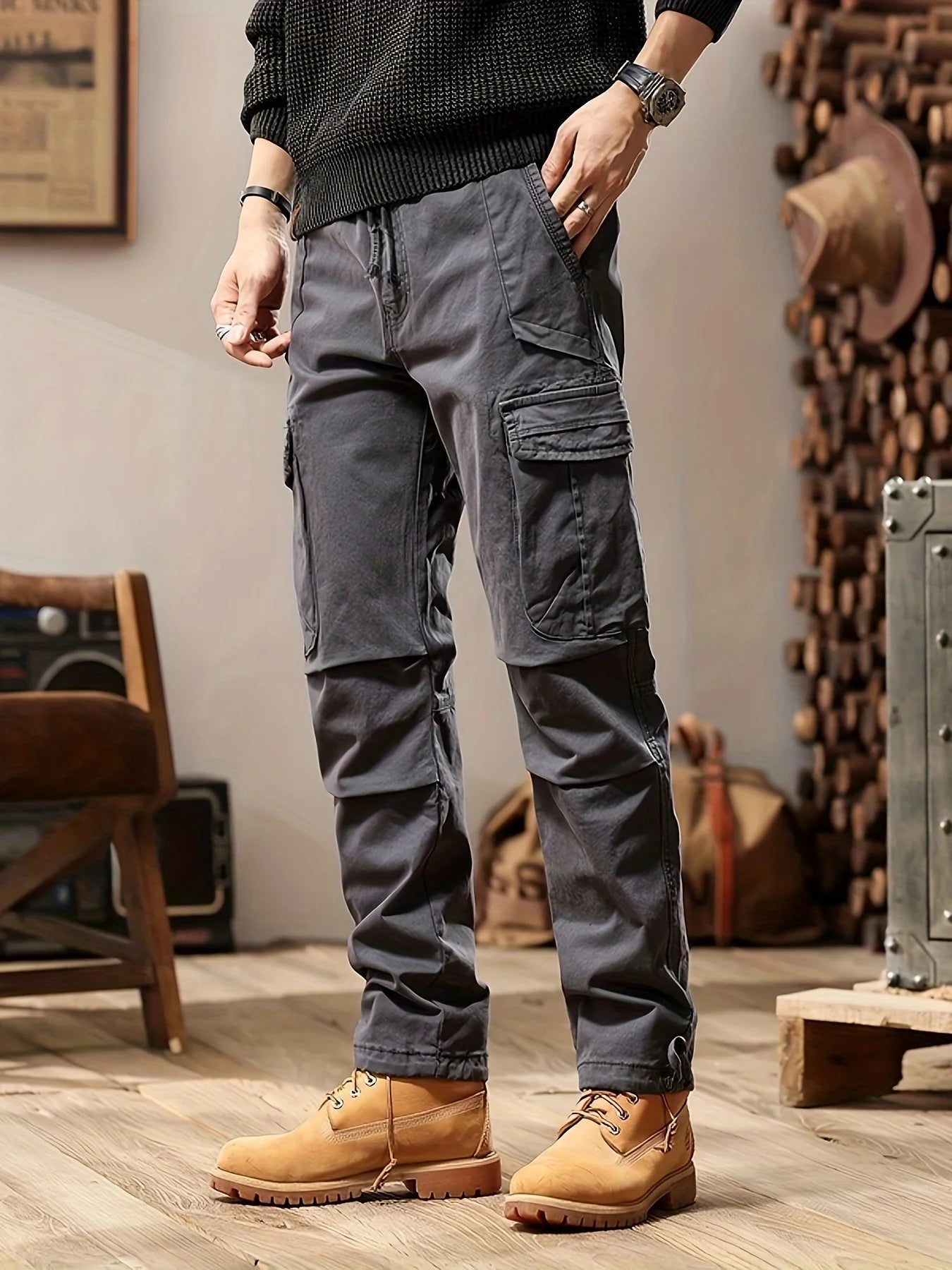 Mason Pantalon Cargo Tactique Pour Homme – Coupe Ajustée Durable Avec Multiples Poches & Coutures Renforcées