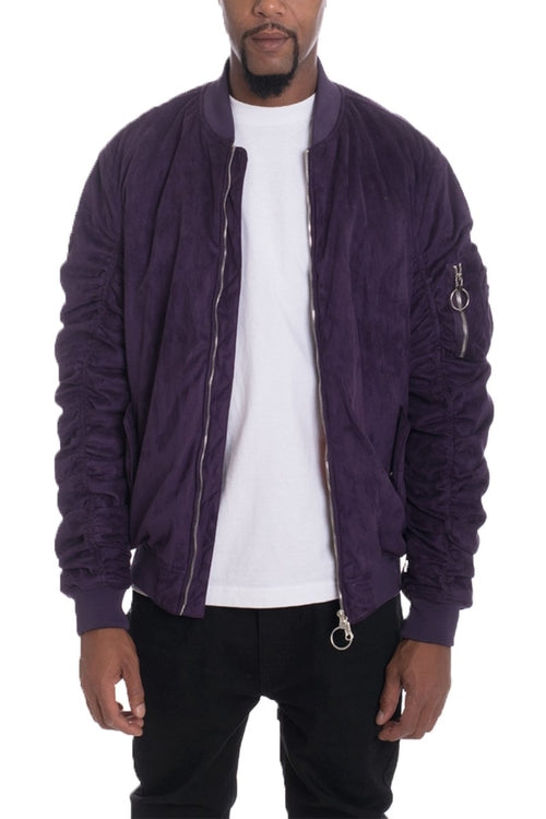 MEN's FAUX SUEDE BOMBER JACKET